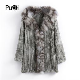 Women's Fur Faux CT903 Pudi Autumn Women Genuine Rabbit Coat With Real Collar Lady Casual Winter Jacket Trench 220927