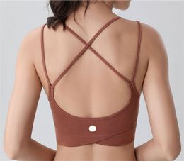 LL Yoga Sports Bras Back Strap Cross for Women Breasted Fitness Bra Lady Push Up Seamless Gym Tank Crop Top Running Gym L2040