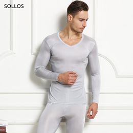 silk shirt wholesale UK - Men's Thermal Underwear Silk men warm underwear mens thermal clothing sets leggings winter clothes inner wear long johns shirt set thermo sexy male base 220927