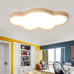 Pendant Lamps Nordic Japanese Creative Clouds LED Ceiling Lamp Wooden 24W Child Baby Room Lights Bedroom Decoration 220V