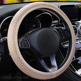 Steering Wheel Covers Car Cover Skidproof Auto Steering- Anti-Slip Universal Embossing Linen Ice Silk Car-styling