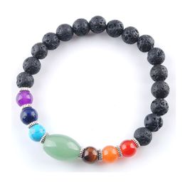 7 Chakra Strands bracelet gemstone Rainbow Reiki Volcano Jewellery Yoga Meditation For Women Strand Bangles K3282
