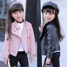 Jackets Girls Pu Zipper Cool Jacket For Girl 3-12 Years Kids Classic Collar Coats Teen Windbreaker Clothing Children's Outerwear 220928