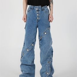 Mens Jeans IEFB pants Wear Split Male Trousers Metal Button Design Personalised Solid Colour Vintage Fashion 9A4132 220928