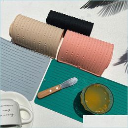 Mats Pads Kitchen Drain Mat Sile Placemat Dinner Plate Water Philtre Pad Cutting Board Anti-Slip Anti-Scalding Household Coasters Dro Dhget