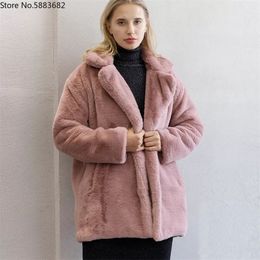 Womens Fur Faux Coats Women Winter Top Fashion Pink FAUX Coat Elegant Thick Warm Outerwear Fake Jacket Chaquetas Mujer 220927