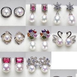 Stud Ctured Pearl Earrings 925 Sier Stud Summer Style 7-8Mm Zircon For Women Girl Diy Wedding Girlfriend Gift Drop Delivery 2021 Jewel Dhboa