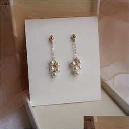 Stud New Long Tassel Pearl Earrings For Women String Of Pearls Stud Contracted Small Modelling Jewelry Drop Delivery 2021 Bdejewelry Dhyof