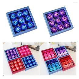 Decorative Flowers 9Pcs Great Floral Soap Artistic Handcrafted Portable Rose Gift Box