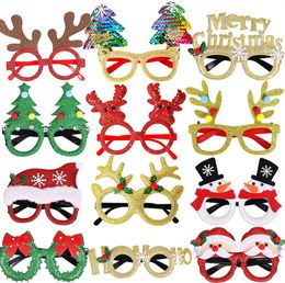 2022 Happy New year Christmas Glasses Snowman Decoration Xmas Party Antlers Ornament Eyeglasses