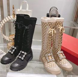 Rv Reoducts Elegant Knit Sock Boot Womens Fashion Boots Big Crystal Decor Platform