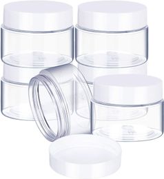 Packaging Bottles 2 Oz Plastic Pot Jars Round Clear Leak Proof Plastic Cosmetic Container Jars With White Lids For Travel Storage Make Up Eye Shadow 60ml