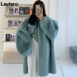 Women's Fur Faux Lautaro Winter Long Oversized Warm Soft Fluffy Coat Women Drop Shoulder Sleeve Casual Loose Korean Fashion 220927