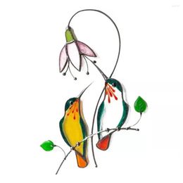 Decorative Figurines Garden Home Decor Acrylic Bird Ornament Pendant Backyard Branch Glass Window Colorful Embellishment Decoration