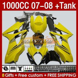 Fairings Kit & Tank For SUZUKI GSXR1000CC GSXR-1000 K7 GSXR 1000 CC 07-08 Bodywork 158No.94 1000CC GSXR1000 2007 2008 Body GSX-R1000 GSX R1000 07 08 Fairing yellow stock