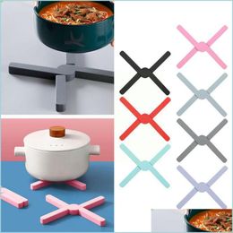 Mats Pads Kitchen Folding Insated Mat Heat Resistant Cushion Holder Insation Pad Non-Slip Placemat Pan Trivet Hea D6H8 Drop Delivery Dhvlr