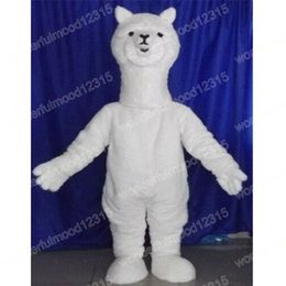 Performance Cute White Alpaca Mascot Costumes Carnival Hallowen Gifts Unisex Adults Fancy Party Games Outfit Holiday Celebration Cartoon Character Outfits