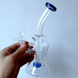 Mini 6.5 inch Glass Water Bong Hookahs with Tire Perc Bent Oil Dab Rigs Shisha Smoking Pipes