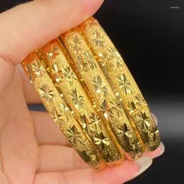 Bangle 8mm/64mm Dubai Bangles For Women Jewellery Ethiopian Middle East Bracelets 24k Gold Colour Girls French Wedding Bridal Gifts