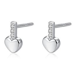 S925 silver heart micro-set zircon stud earrings jewelry korean delicate 18k gold plated women luxury earrings gift