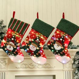 Christmas decoration Candy stockings Grey Xmas Tree Pendant Large Christmas-stocking with lights Kids Xmas-Gift Bag RRE14554