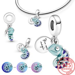 New Popular Romantic 925 sterling silver Cute Animal Charm Fits Pandora Bracelet Chameleon Charm Jewellery Girl gift fashion Accessories