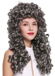 Wig Ladies Men's Baroque Renaissance King Edelmann Long Curls Curly Grey
