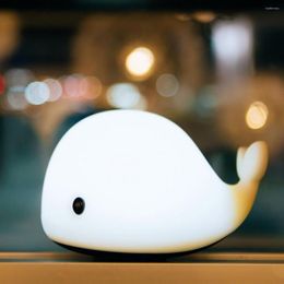 Night Lights USB Charging Silica Gel Lamp Cartoon Colourful Small Whale Patting Light Dolphin Colour Atmosphere