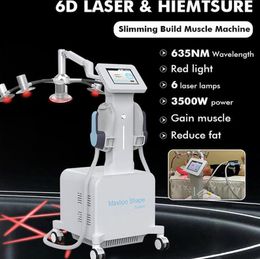 Clinic use 6D Lipo Laser Hiemt Slimming EMSlim Machine 635nm Red Lipolaser Body Sculpting Building Muscle EMS Fat Burning Slim Beauty Equipment
