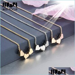 Pendant Necklaces Heart Pendants Necklace Gold Sier Chain Women Vintage Jewelry Bohemian Crystal Necklaces 60 Pcs/Lot Drop Delivery 20 Dhye5