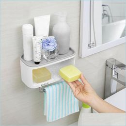 Bathroom Storage Organization Wall Mounted Shee Box With Towel Bar Accessories Rack Drop Delivery 2021 Home Garden Housekee Organiza Dhv7C