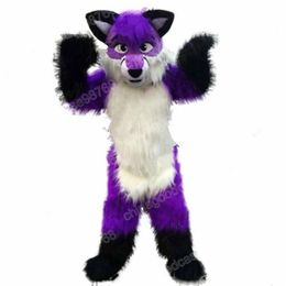 Performance Purple Fox Mascot Costume Halloween Christmas Fancy Party Dress Cartoon Character Outfit Suit Carnival Unisex Adults Outfit