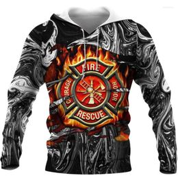 Men's Hoodies Men's & Sweatshirts Men Hoodie Firefighter Badge 3D Graphics Printed Long Sleeves Pullover Sweatshirt Harajuku Style