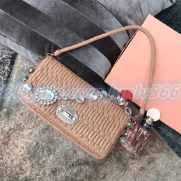Top quality Chain inlaid with crystal Shoulder Bags soft sheep leather handbags Luxury designewallet womens Cross body bag Tote Evening Bags purses