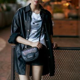 Women's Leather Faux Leather Women s Jackets Arrival Women Fashion Simple Loose Black Genuine Leather Coat 220928