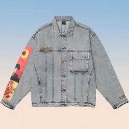 Men's Jackets Van Gogh Embroidery Men Denim Jacket Hip Hop Harajuku Gengar Human Made Kapital Coat Oversized Varsity Jacket Chaquetas T220926