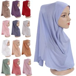Muslim Women Hijab Islam Scarf Woman One Piece Amira Cap Headwear Instant Headscarf Solid Color Full Cover Prayer Grament Hijab