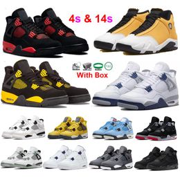 Men Basketball Shoes Light Ginger 14s Red Thunder 4s Pure Money 4 Midnight Navy Fire Red White Cemnet infrared Laney 14 Winterized With Box Toro Black Canvas Sneakers