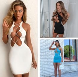 Casual Dresses Summer Dress Women Bandage Sexy Hollow Out Short Bodycon Party Nightclub Mini Evening 2022