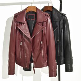 Women's Leather Faux Leather Women s Jackets Brand quality women Genuine leather jacket fashion sheepskin biker clothes super casual slim coat 220928