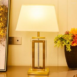 Table Lamps TUDA High Grade Crystal Lamp Trapezoid Lampshade Rectangle Metal For Bedroom Home Decor Bedside