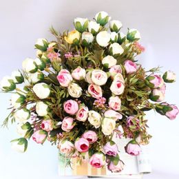 Decorative Flowers 15 Head Oil Painting Flower Bud Artificial Banquet Decoration Wedding Background Wall