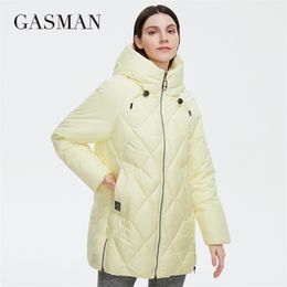 Womens Down Parkas GASMAN Winter down jacket collection Fashion Solid Standup collar Women Coat Elegance Hooded Womens jackets 8198 220929