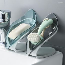 Soap Dishes Transparent Leaf-shaped Dish Bathroom Toilet Hole-free Asphalt Rack Leaf Box Shower Holder