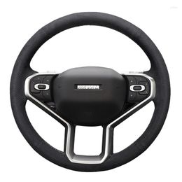 Steering Wheel Covers For Haval First Love H6 3th 2022 Black Suede Hand Sewn Car Cover Accessories