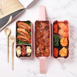 900ml Lunch Box 3 Layer Wheat Straw Bento Boxes Microwave Dinnerware Food Storage Container Lunchbox RRE14591