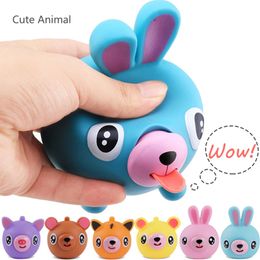 Funny Toys Talking Animal Pinch Press Ball Tongue Out Stress Reliever for Kids Adult Baby Toy Soft Rebound Slow Rising 1116