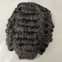 Indian Virgin Remy Human Hair Piece #1b/30 20mm Judge Curl V-Loop 8x10 Full PU Toupee for Men