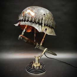 Decorative Objects Figurines World War II Helmet Table Lamp Home Decoration War Lamp War Lamp Resin Decoration Crafts Living Room Home Decor 220928