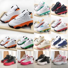 13s kids basketball shoes 13 French Brave Blue Del Sol Obsidian Flint Court Purple Starfish Black Cat Bred trainers outdoor sports sneakers Size 22-37